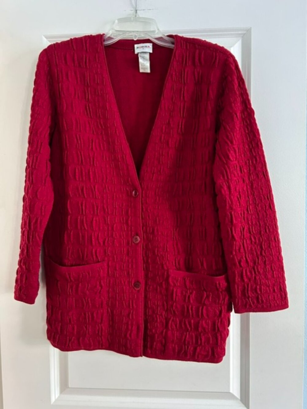 Vintage Rodier Paris Women's Red Cardigan, Size M/L